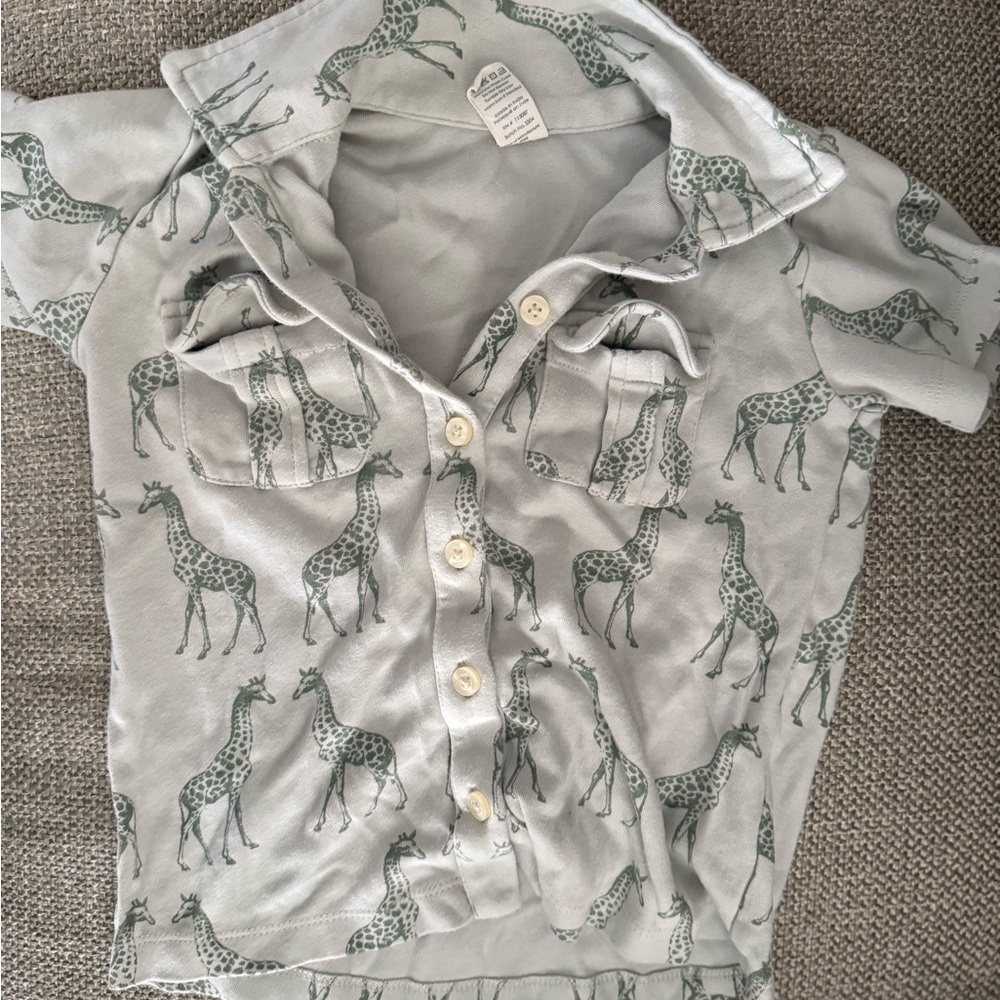 kate quinn Light Gray Shirt with Green Giraffe Print